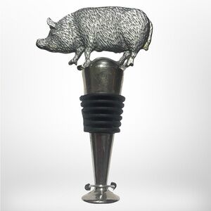 ThirstyStone Pewter Farmhouse Pig Bottle Stopper